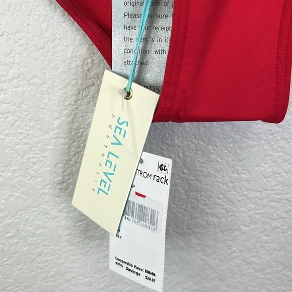 Sea Level Essential Regular Swim Bikini Bottoms In Red Size 14 - Picture 4 of 7